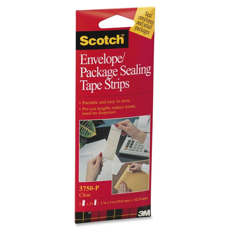 3M 3M MMM3750P2CR Scotch Envelope/Package Sealing Tape Strips (2 x 6, 2 Pack) 3750P-2CR