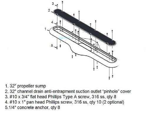 AquaStar 32PD101 Pinhole Anti-Entrapment Suction Outlet Cover and Propeller Sump | White | 32PD101