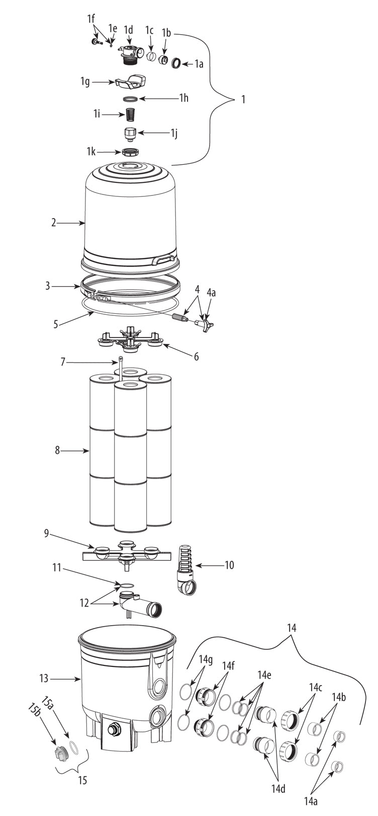 Waterway 570-0525-07 Crystal Water Cartridge Filter | 525 Sq. Ft. 150 GPM