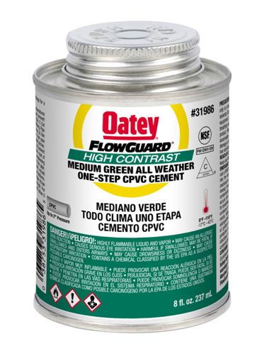 Oatey 31986 FlowGuard 8 oz. Fast Set Plastic Green Pipe Cement