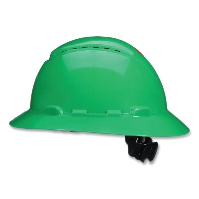 3M 7100240012 SecureFit Pressure Diffusion Ratchet Suspension w/UVicator Hard Hats and Caps, Full Brim, Vented, Green