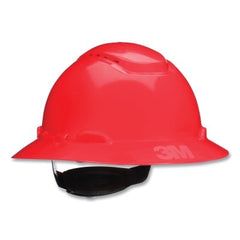 3M 7100240024 SecureFit Pressure Diffusion Ratchet Suspension UVicator Hard Hats Full Brim Vented Red