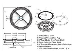 AquaStar FC102 AquaStar 20 Full Circle Suction Outlet Cover and One-Port Manufactured Sump (VGB Series)