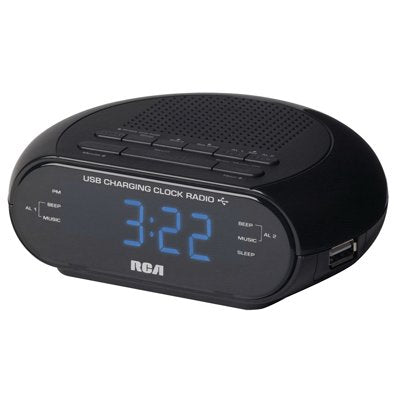 TRUE VALUE RC207 RCA Portable Clock Radio Dual USB Black