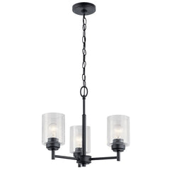 Kichler 44029BK Winslow 1-Tier Contemporary Style Mini Chandelier Fixture (3) A19 Incandescent Lamp 120 VAC