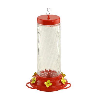 TRUE VALUE NA35227 Audubon Bird Feeder, Hummingbird, Clear Swirl Glass, 30-oz.