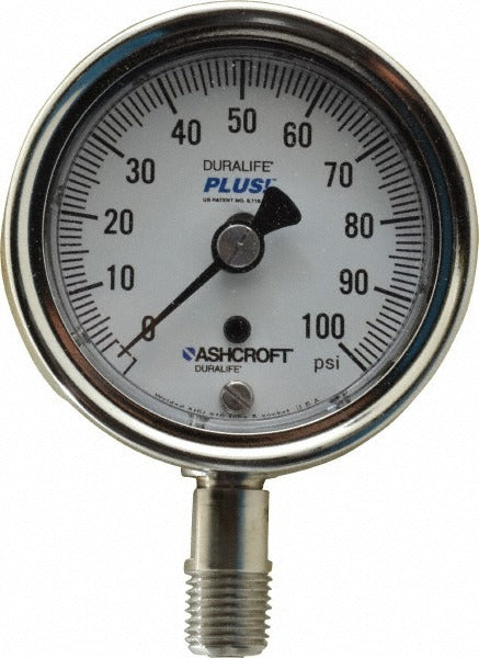ASHCROFT Ashcroft 94328XLL Pressure Gauge 0-100 Psi 2.5 in Lower Mount