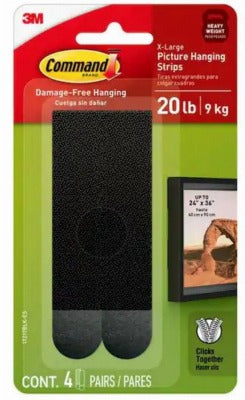 3M 3M 17217BLK-ES Command Picture Hanging Strips Xl Black