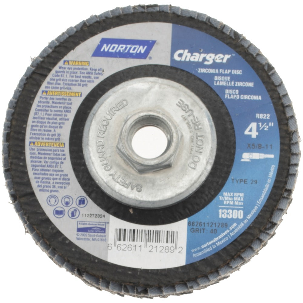 NORTON Norton 66261121289 Flap Disc 40 Grit 4.5 in Type 29