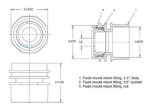 AquaStar Pool Products JE3105 Choice Flush Mount Return/Water Barrier with 1.5 Socket