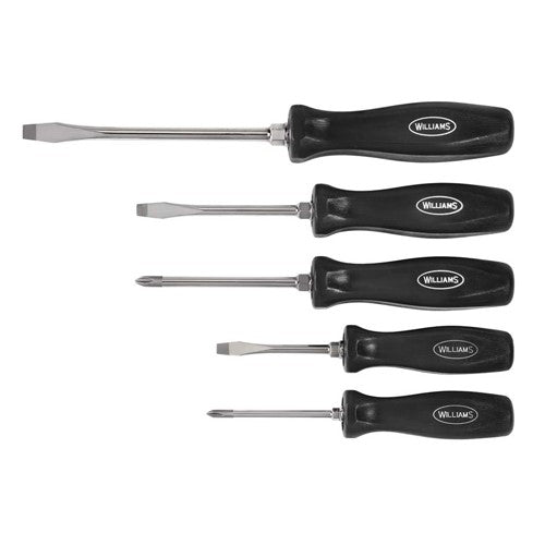 Williams JHW100P-5MD Screwdriver Set, Slotted, Phillips, 5 Pieces, Alloy Steel