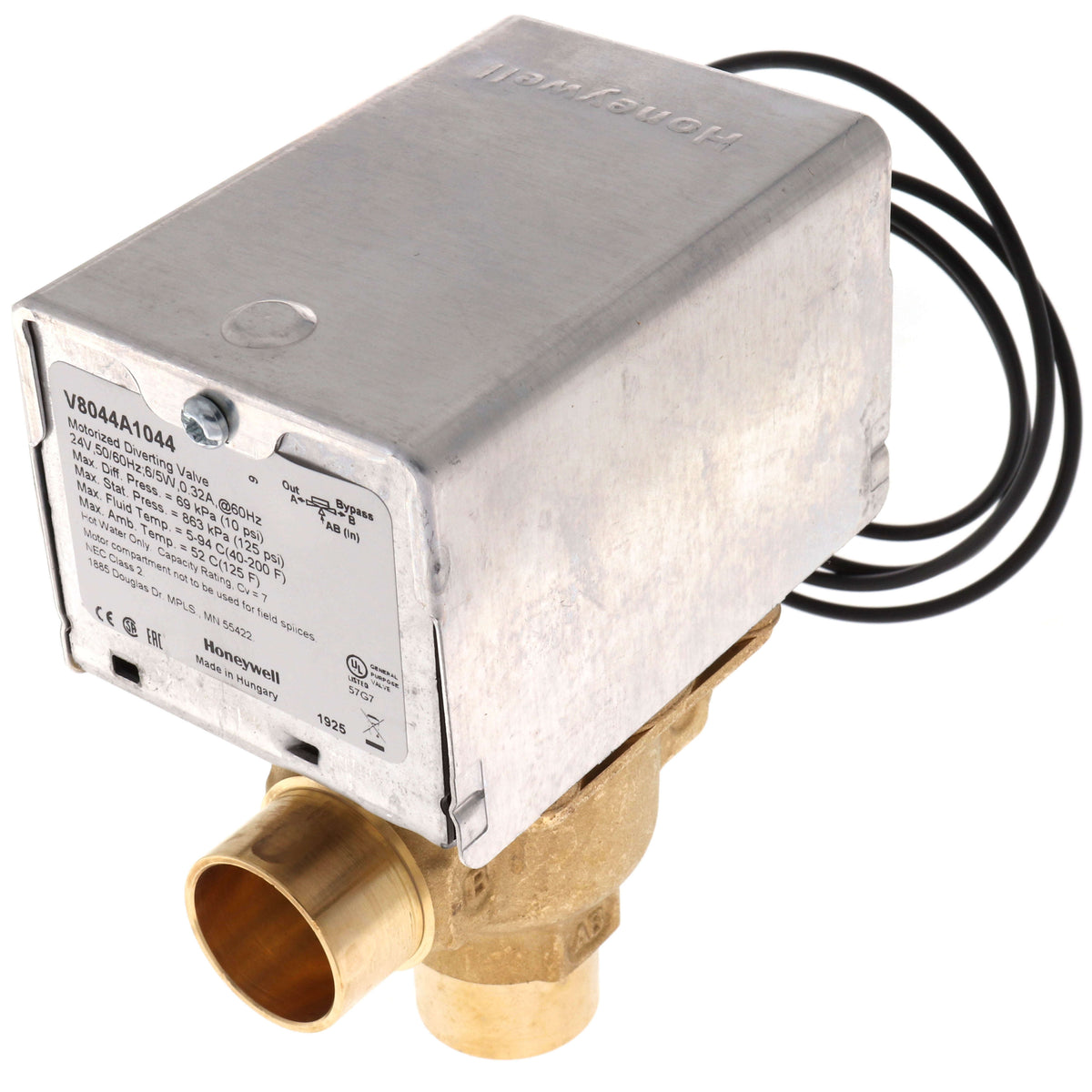 Honeywell Home V8044A1044 3/4 Inch Sweat Connection 3 Way Zone Valve 24V