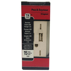 TRUE VALUE TM826USBLACC6 Pass & Seymour USB Charger, 2-Outlet, Light Almond, 15-Amp