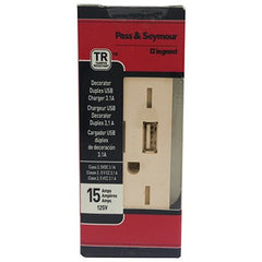 TRUE VALUE TM826USBICC6 Pass & Seymour USB Charger, 2-Outlet, Ivory, 15-Amp