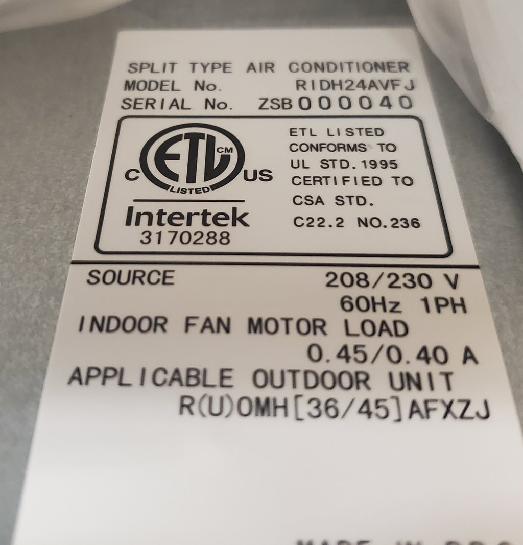 TRANE 18,000 BTU INDOOR DUCTED CEILING MOUNT SPLIT-SYSTEM HEAT PUMP, 20 ...