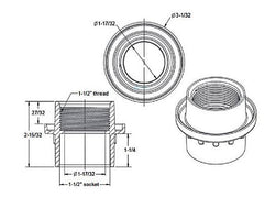 AquaStar 3600 Light Niche Return Fitting Fits Over 1.5 Pipe Clear