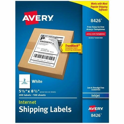 AVERY Avery AVE8426 Inkjet Shipping Labels 5.5x8.5 in 200 Pack