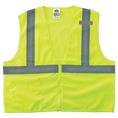 Ergodyne 21053 GloWear 8210Z Class 2 Economy Vest with Pocket, Zipper Closure, S/M, Lime