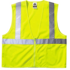 Ergodyne 21055 GloWear 8210Z Type R Class 2 Economy Vest with Pocket Zipper Closure L/XL Lime