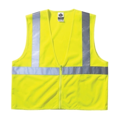 Ergodyne 21057 GloWear 8210Z Type R Class 2 Economy Vest with Pocket, Zipper Closure, 2XL/3XL, Lime