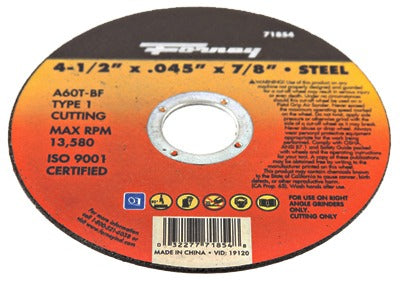 FORNEY Forney Industries Inc 71854 Type 1 Cutting Wheel 4.5in