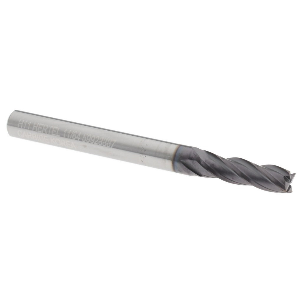 HERTEL Hertel 750483 Square End Mill 11/64 in 4 Flute Carbide