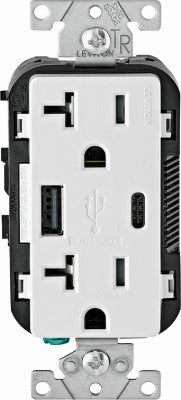 LEVITON Leviton Mfg Co 102-T5833-00W Usb Wall Outlet 20A
