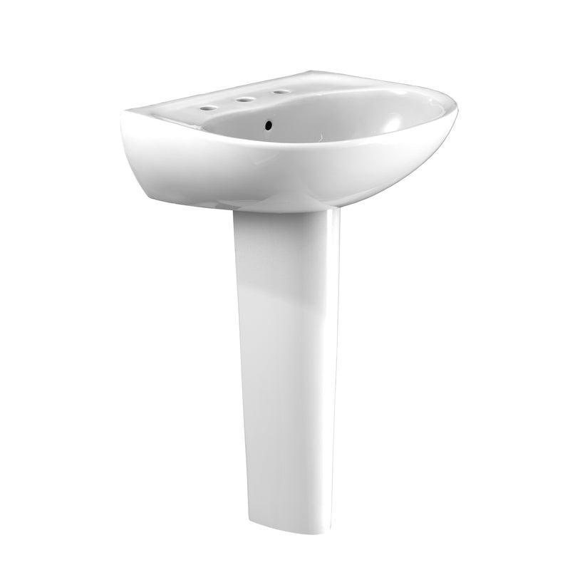 TOTO® Supreme® Oval Basin Pedestal Bathroom Sink with CEFIONTECT for 8 Inch Center Faucets, Cotton White - LPT241.8G