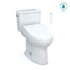 TOTO MW7763084CEFG#01 Drake® WASHLET®+ Two-Piece Elongated 1.28 GPF Universal Height TORNADO FLUSH® Toilet with C5 Bidet Seat, Cotton White