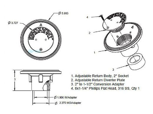 AquaStar DIV0102 Floor Return Diverter Plate | Black