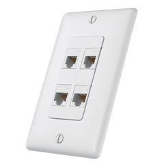 Hubbell NS614W 1-Gang White Thermoplastic 4-Port Box Mount Data Communication Face Plate