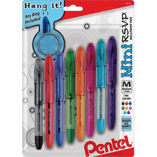 PENTEL Pentel PENBK91MNBP8M Rsvp Mini Ballpoint Pen 8-pack