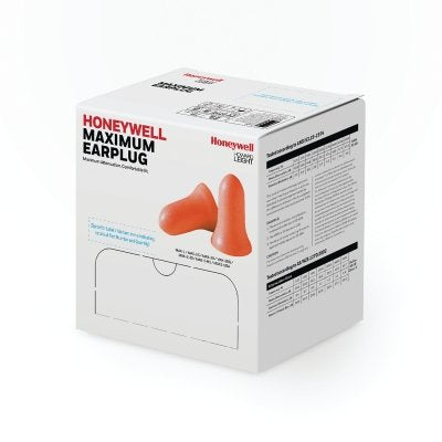 Honeywell MAX-1-D Maximum Disposable Earplugs Foam Coral Uncorded 500 Pairs