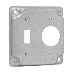 Crouse-Hinds TP504 Surface Cover 4 Square Raised Steel For One Toggle Switch And One Single Receptacle