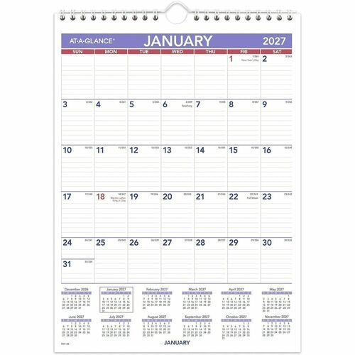 AT-A-GLANCE At-a-glance AAGPM128 Monthly Wall Calendar 8x11