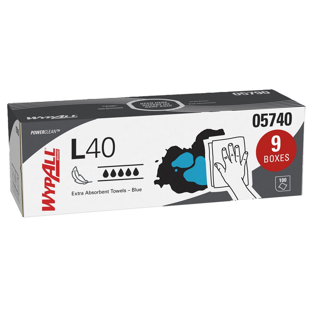 KIMBERLY-CLARK Wypall 05740 L40 Dry Pop-up Wipes 100 Sheets 9 Pack