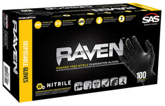 SAS Safety 66516 Raven 6 Mil Size Small Powder Free Extra Strength Nitrile Disposable Glove 100 Pack