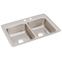 Elkay LR3322MR2 Gourmet 2 Hole Stainless Steel Double Bowl Top Mount Kitchen Sink