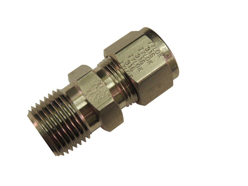 Tylok SS6-DMC-4 DMC 3/8 x 1/4 x 1-57/100 in. OD Tube x MNPT Reducing 316 Stainless Steel Double Ferrule Connector