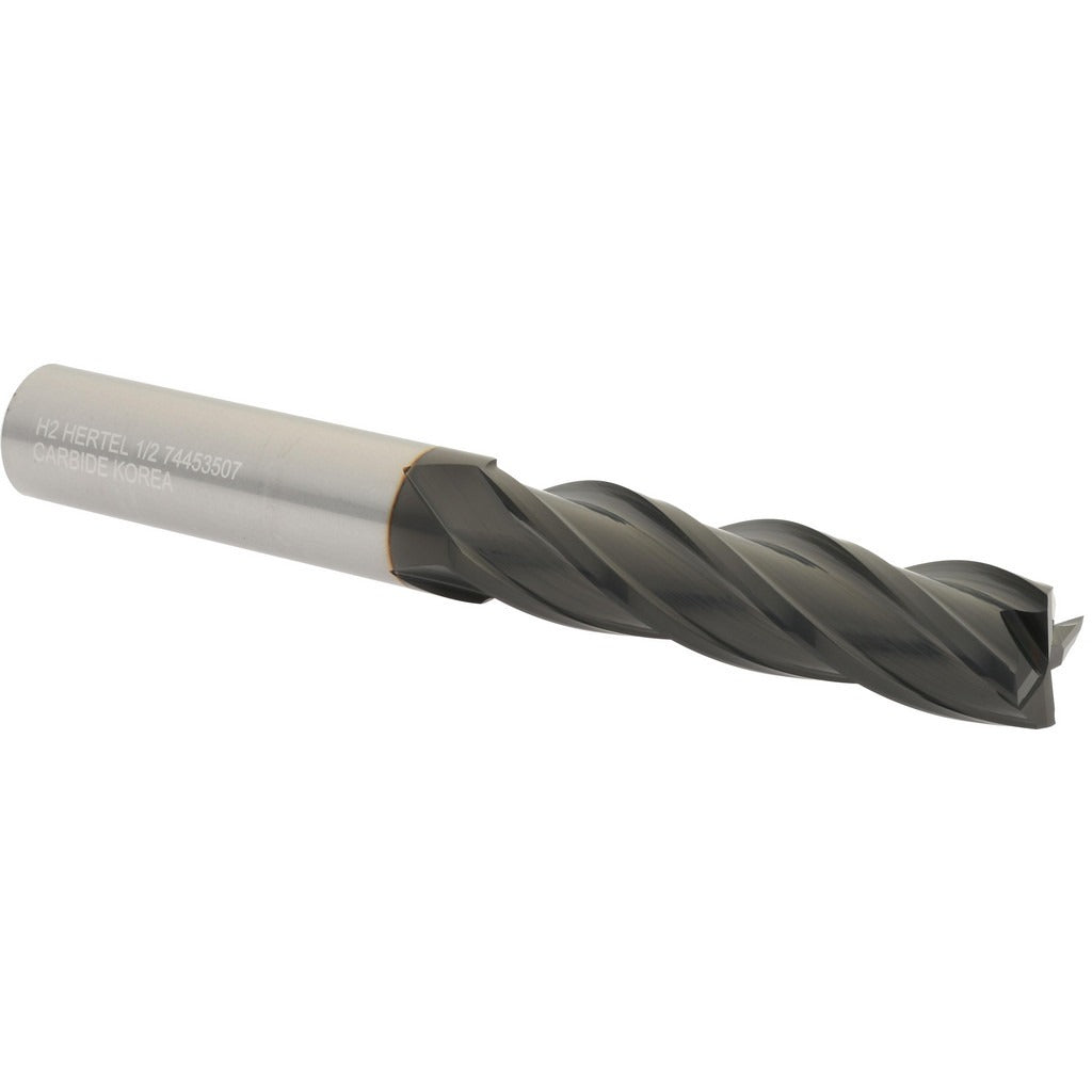 HERTEL Hertel 750240 Square End Mill 1/2 in 4 Flute Solid Carbide Ticn