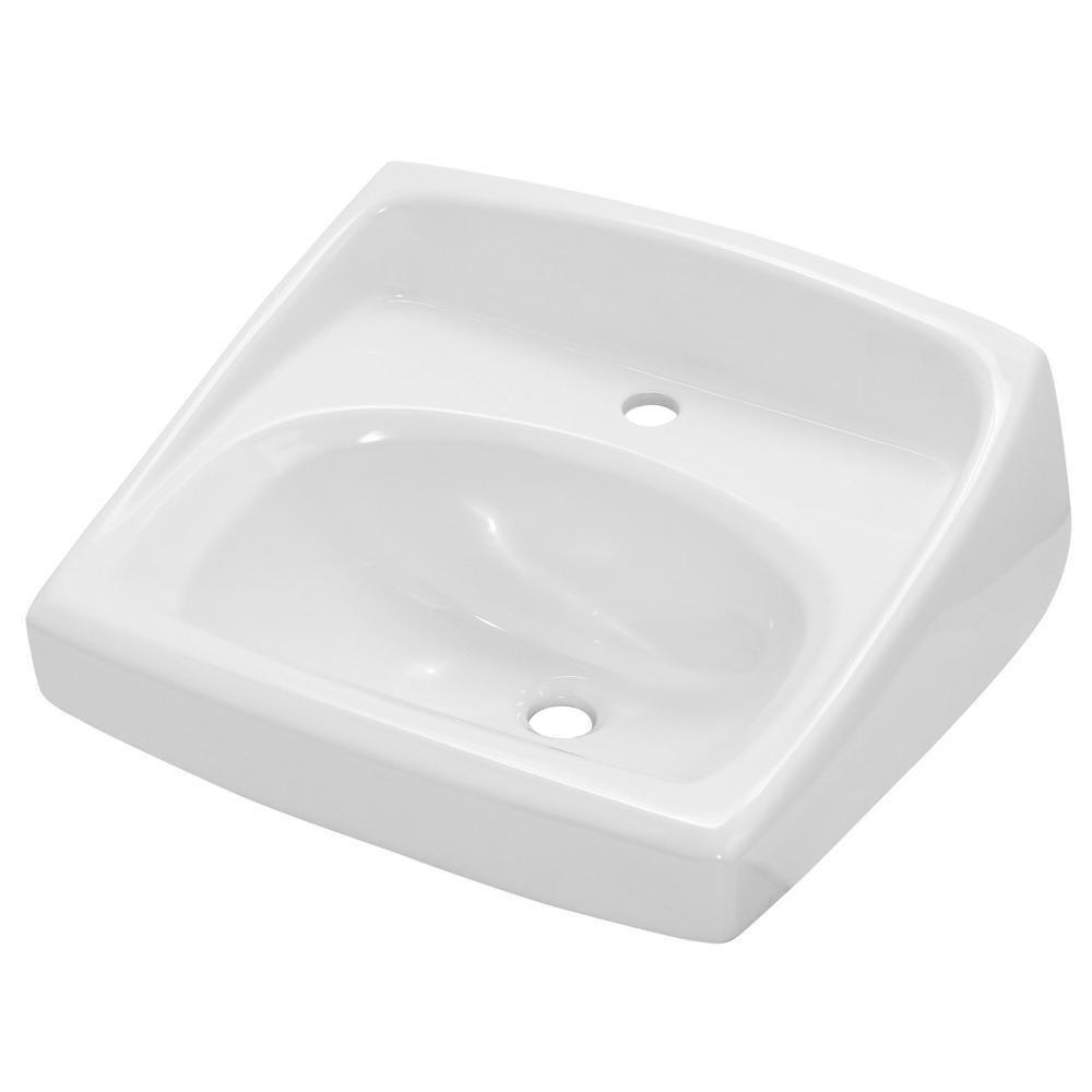 American Standard 0356041.020 Lucerne Wall-Hung Sink for Exposed Bracket Support with Center Hole Only (White)