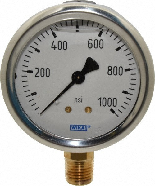 WIKA Wika 9767126 Pressure Gauge 0-1000 Psi 2.5in Dial Npt Lower