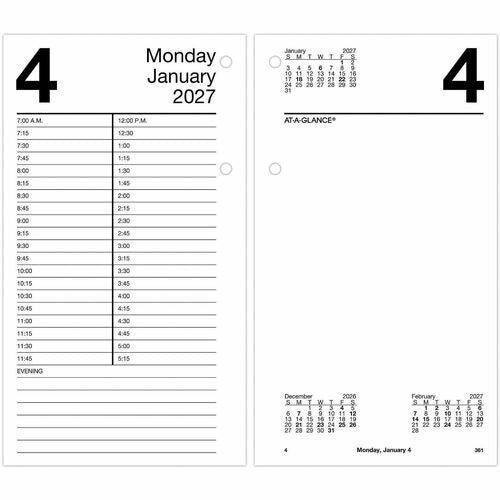 AT-A-GLANCE At-a-glance AAGE21050 Daily Desk Planner Refill 4.5x8