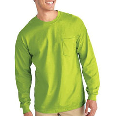 TRUE VALUE G2410GRN-L Pocket T-Shirt Long Sleeve Safety Green Large