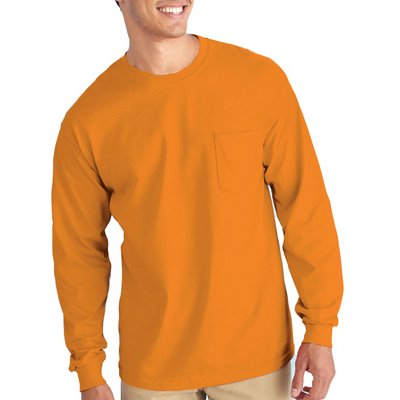 True Value G2410ORG-L Pocket T-Shirt Long Sleeve Safety Orange Large