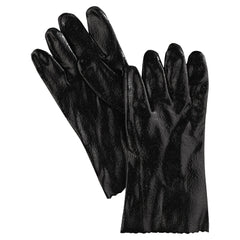 MCR Safety 6212R 12 Inch Gauntlet Interlock Lined Rough Finish PVC Gloves Large