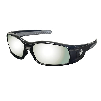 MCR Safety SR117 Swagger Safety Glasses Silver Mirror Lens Duramass Hard Coat Black Frame