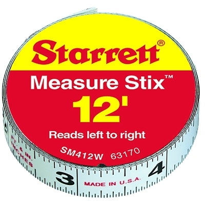 L.S. Starrett 63170 SM412W 1/2 Inch X12 Feet Measure Stix