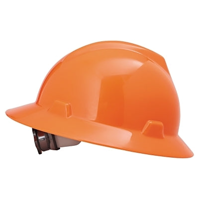 MSA 10021292 V-Gard Protective Hats Fas-Trac Ratchet Hat Hi-Viz Orange