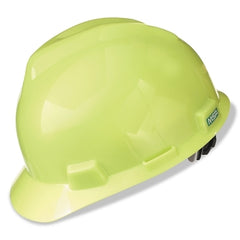 MSA 10061512 V-Gard Slotted Hard Hat Cap Fas-Trac III Suspension Hi-Viz Yellow Green